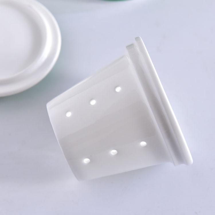 Green Glazed Flower Bone China Tea Strainer Covered Cup