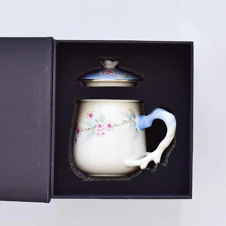 Hand-drawing Bone China Tea Strainer Covered Cup 1