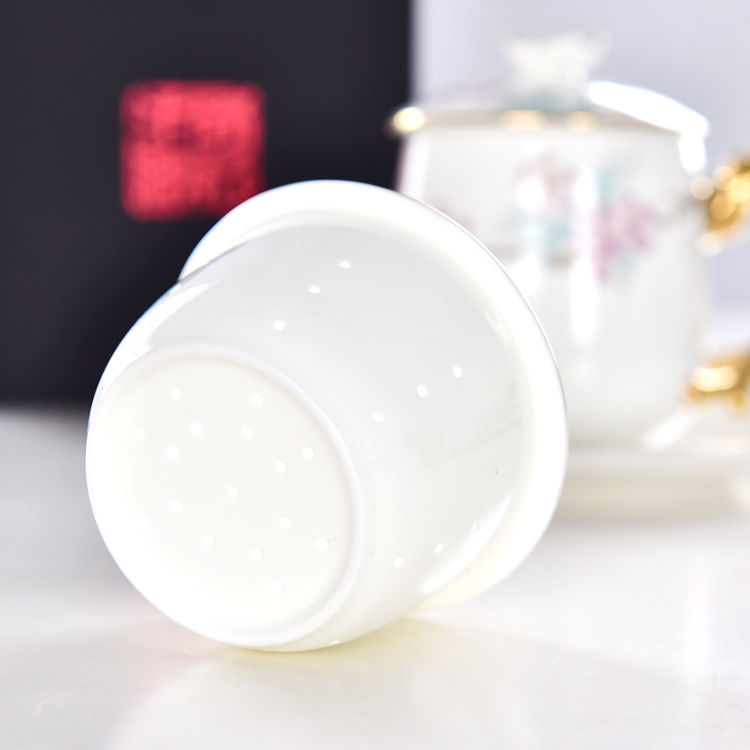 Hand-drawing Bone China Tea Strainer Covered Cup 2