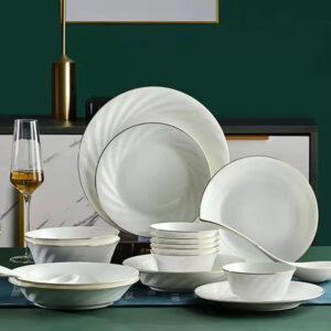 High Mountains and Flowing Water Bone China Relief Dinnerware