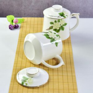 Large Bone China Tea Strainer Covered Cup 1