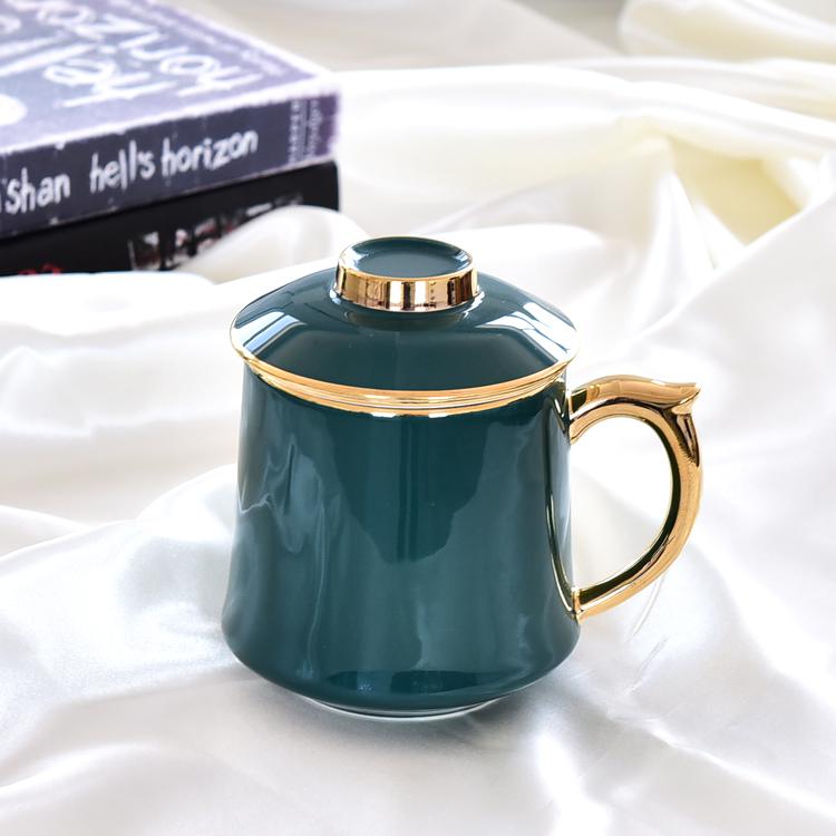 Large Bone China Tea Strainer Covered Cup 2