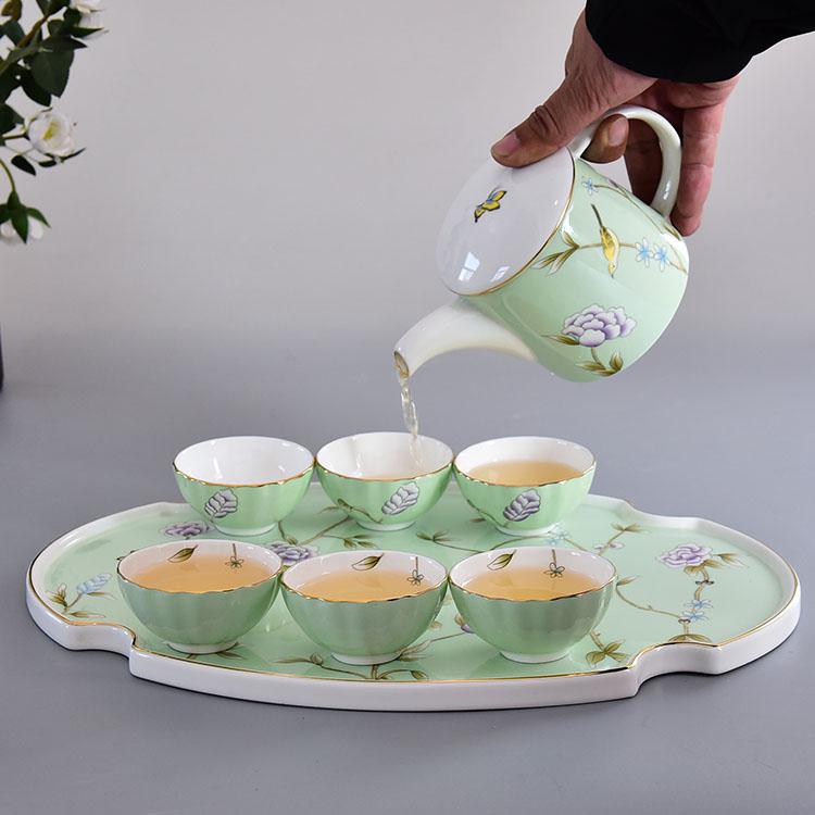 Mystic Paths in Green Fields Bone China Tea Set