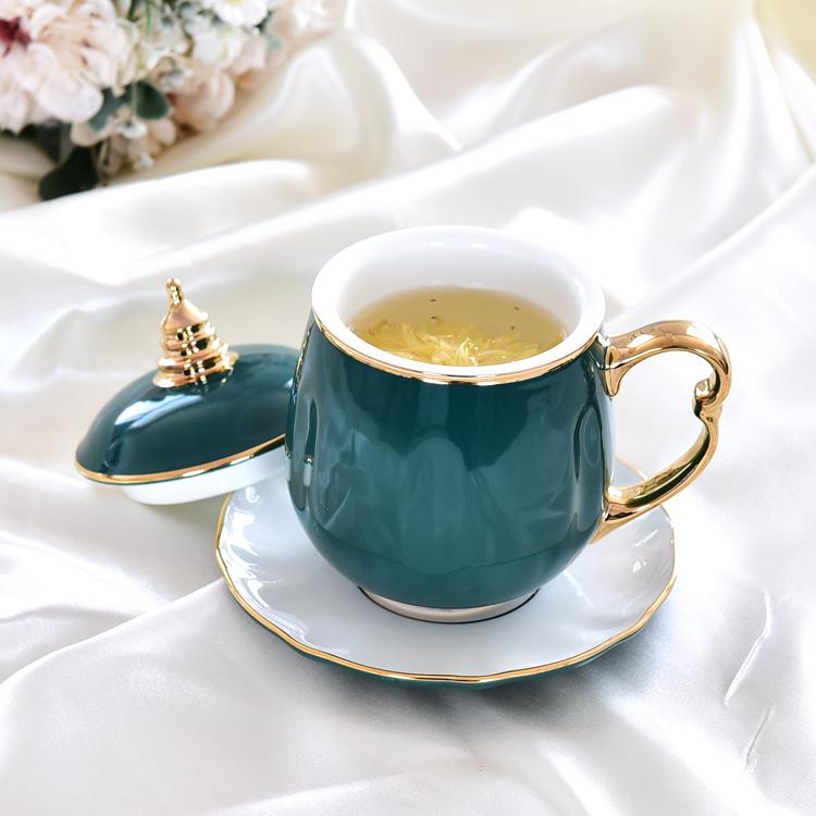 Pagoda Bone China Tea Strainer Covered Cup 2