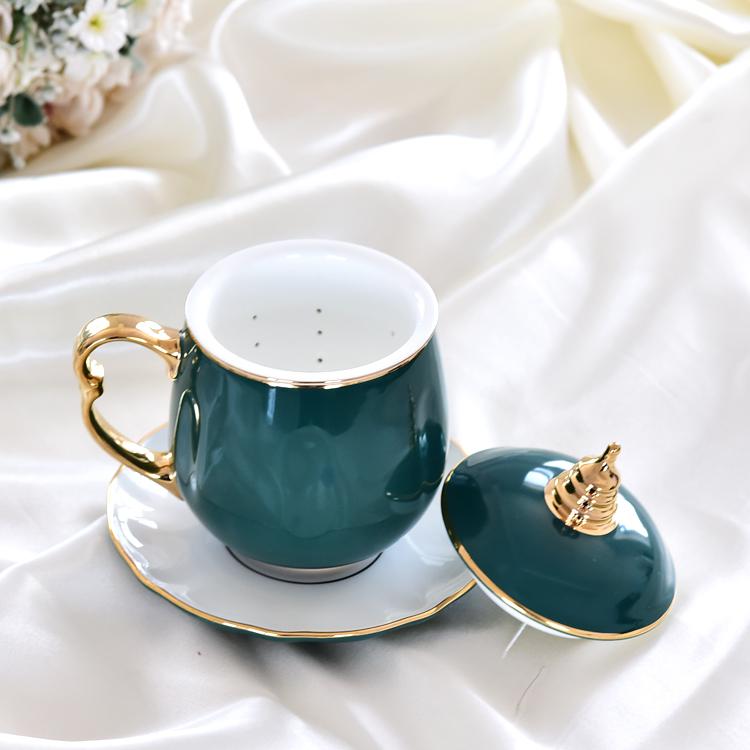 Pagoda Bone China Tea Strainer Covered Cup 2