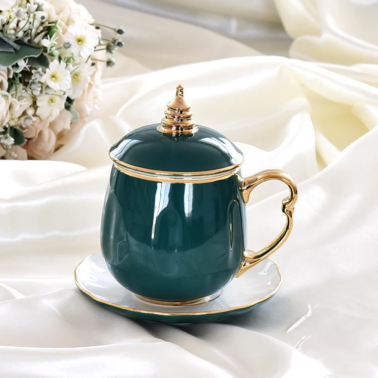 Pagoda Bone China Tea Strainer Covered Cup 2