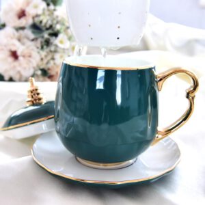 Pagoda Bone China Tea Strainer Covered Cup 2