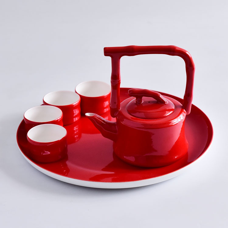 Red Bone China Kung Fu Tea Present Set