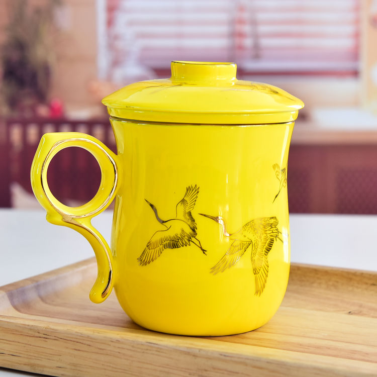 Ruyi Bone China Tea Strainer Covered Cup