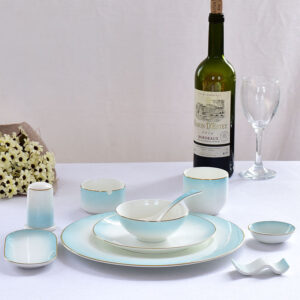 Single-person Blue Gradient Glazed Bone China Table Setting
