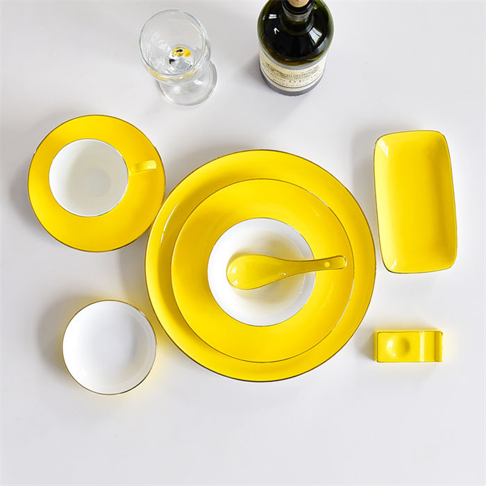 Single-person Color Glazed Bone China Table Setting 9-piece Suit