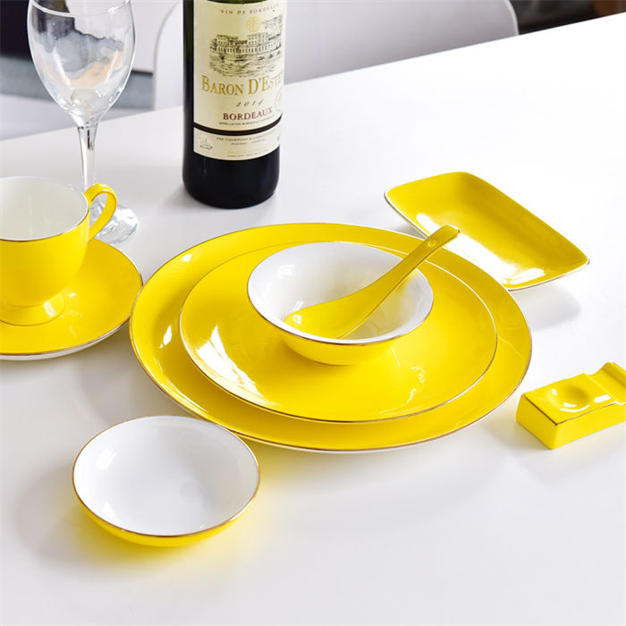 Single-person Color Glazed Bone China Table Setting 9-piece Suit