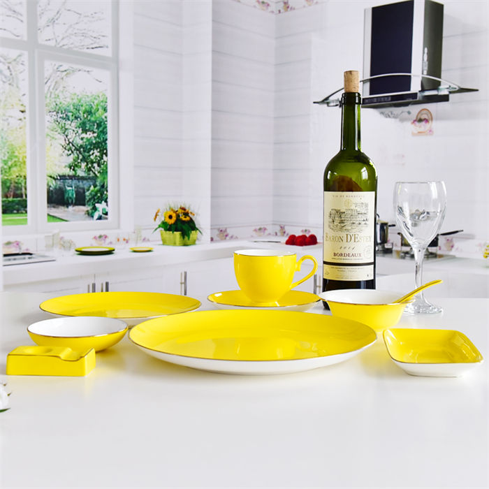 Single-person Color Glazed Bone China Table Setting 9-piece Suit