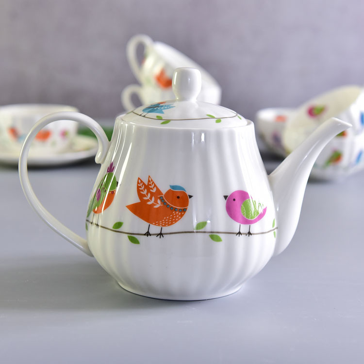 15-piece Cartoon Bird Pumpkin Bone China Coffee Set