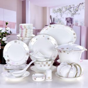 40-piece Flower in Snow Porcelain Dinnerware