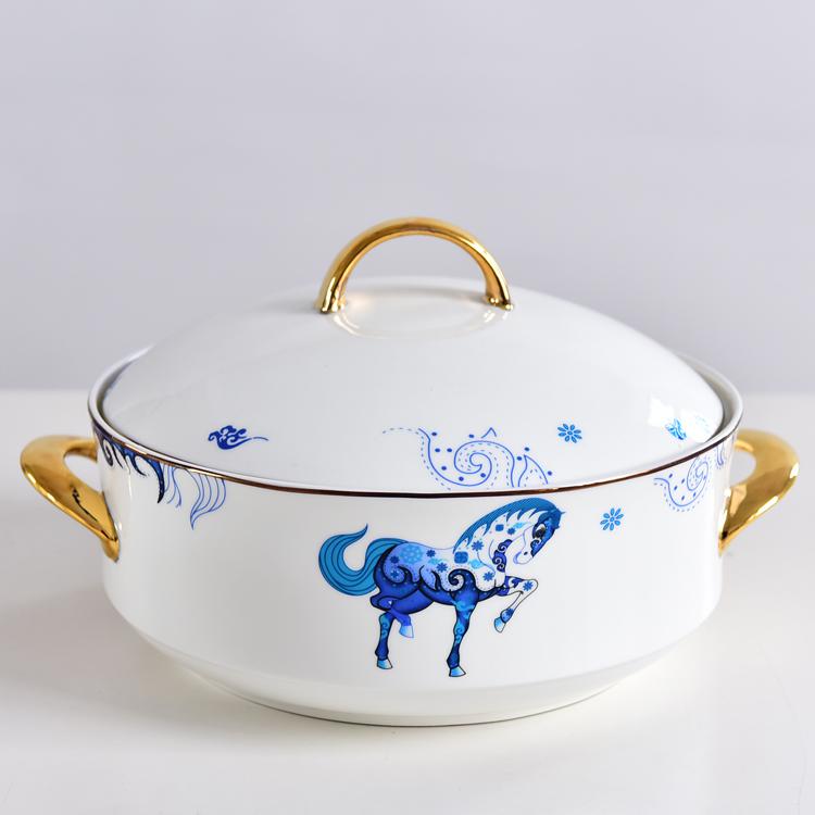42-piece Blue Horse Porcelain Dinnerware
