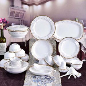 46-piece Porcelain Bowl Plate and Saucer Dinnerware