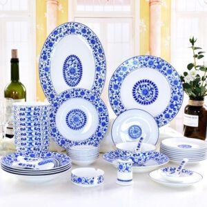 50-piece Blue and White Dinnerware Present Suit