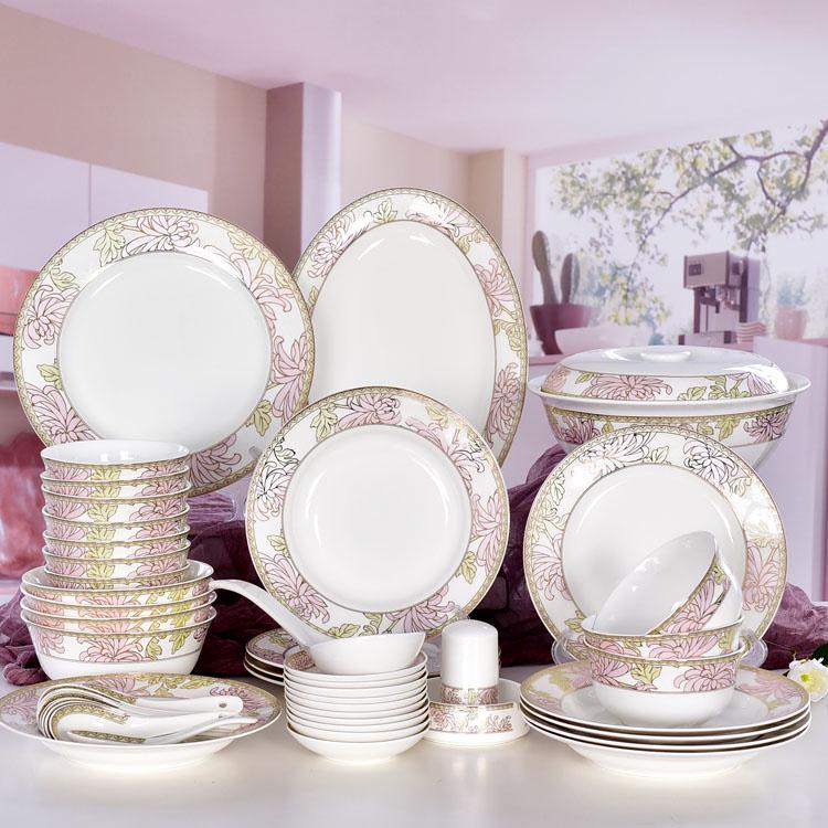 50-piece Colorful Chrysanthemum Porcelain Dinnerware