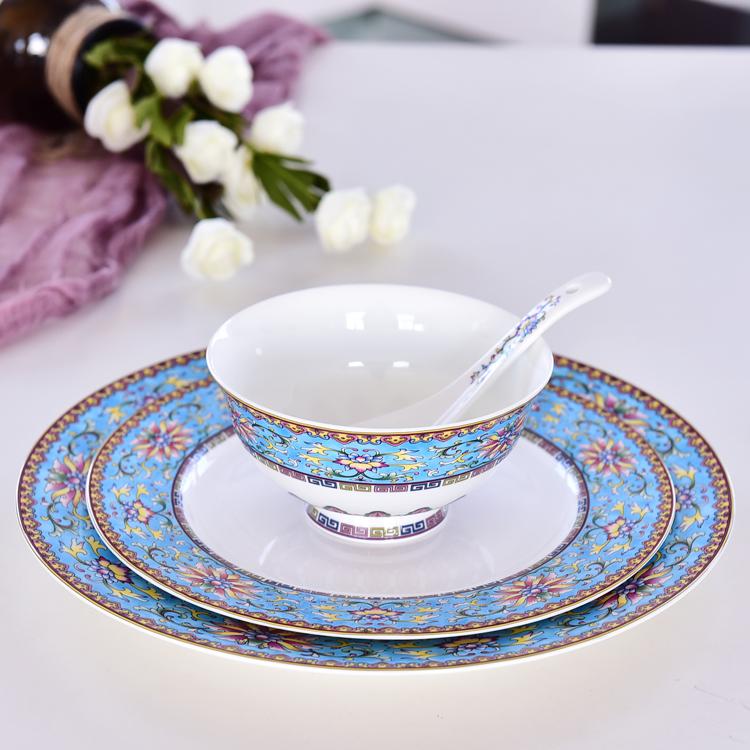 50-piece Enamel Color Porcelain Dinnerware
