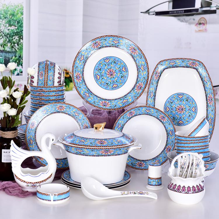 50-piece Enamel Color Porcelain Dinnerware