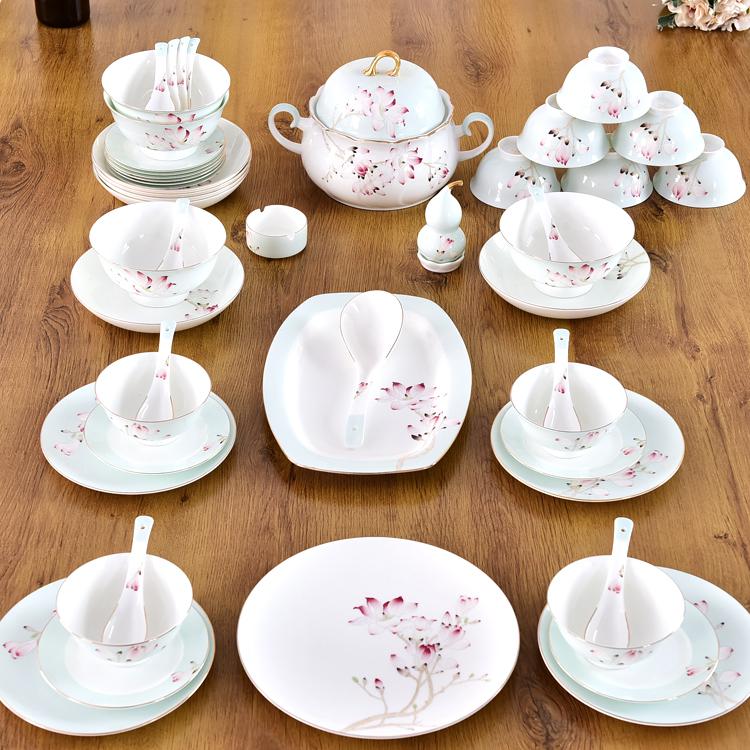 50-piece Hand-drawing Porcelain Dinner Present Suit