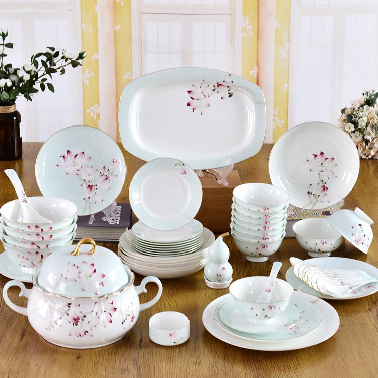 50-piece Hand-drawing Porcelain Dinner Present Suit