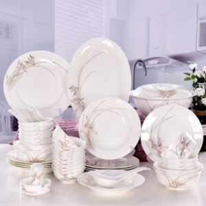 50-piece Spider Plant Porcelain Dinnerware