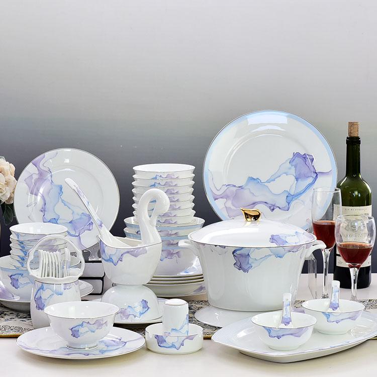 52-piece Drifting Cloud Porcelain Dinnerware