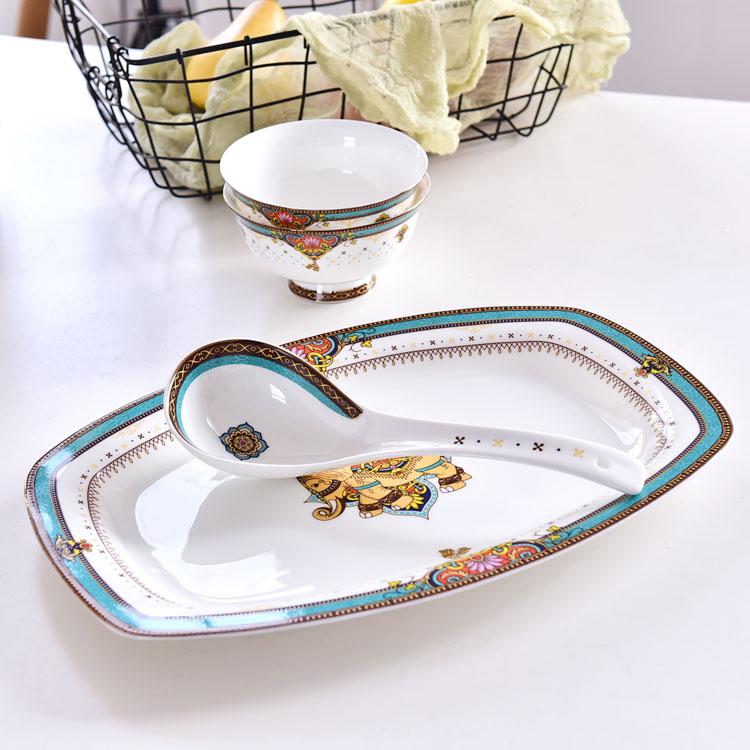 58-piece Bangkok Style Porcelain Dinnerware Present Suit