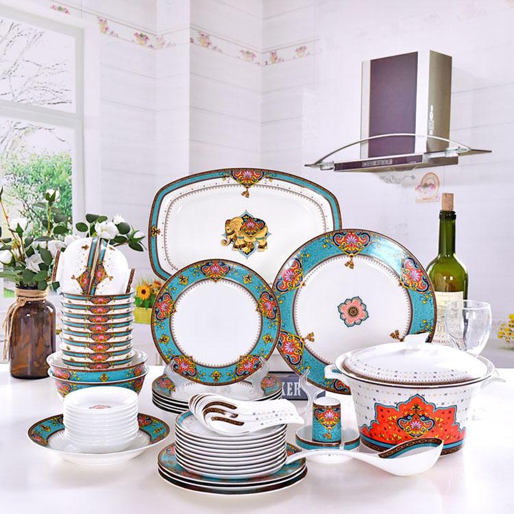 58-piece Bangkok Style Porcelain Dinnerware Present Suit