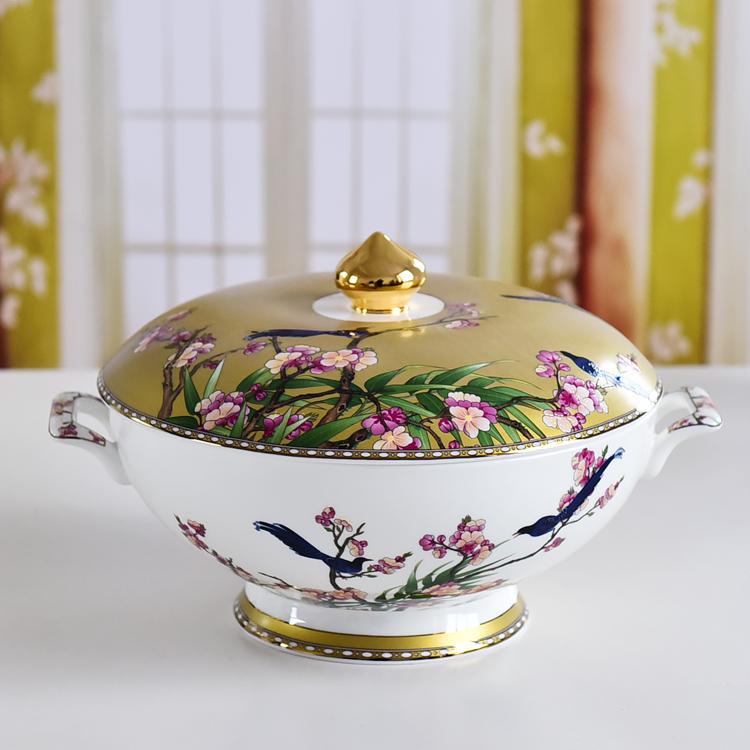60-piece Singing Birds and Aromatic Flowers Porcelain Dinnerware