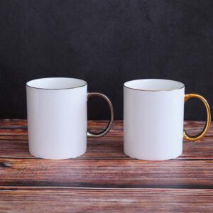 A Pair of Bone China Mug with Golden and Silver Handle