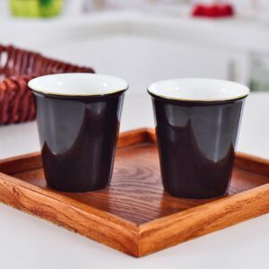 Black Glazed Golden Rimmed Environmental Small Porcelain Cup