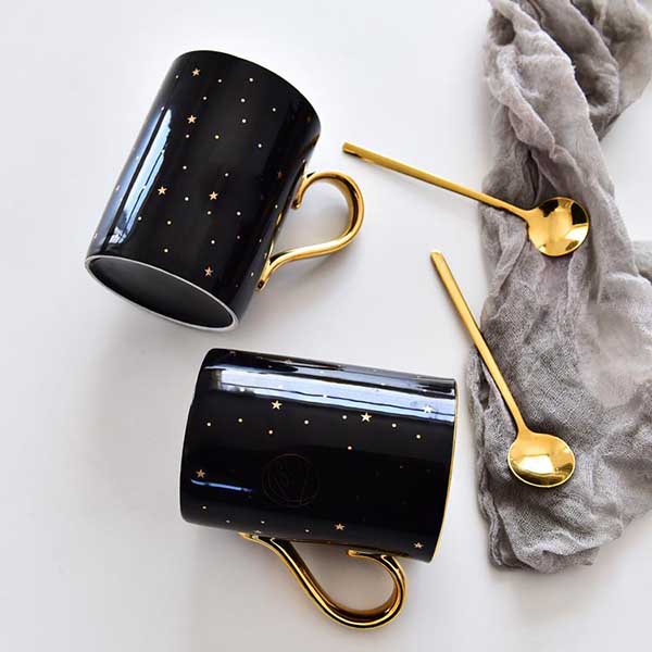 Black Glazed Starshine Porcelain Milk Cup
