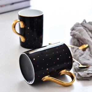 Black Glazed Starshine Porcelain Milk Cup