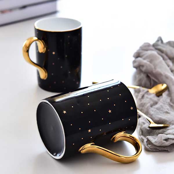 Black Glazed Starshine Porcelain Milk Cup
