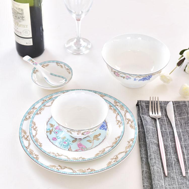 Blooming Flowers and Full Moon Single-person Porcelain Dinnerware