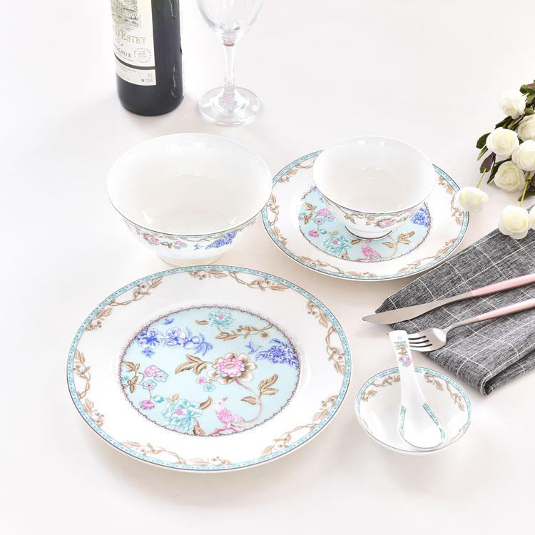 Blooming Flowers and Full Moon Single-person Porcelain Dinnerware
