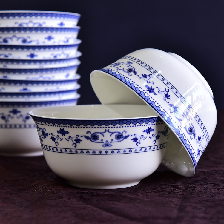 Blue and White 51-piece Porcelain Dinnerware Present Suit