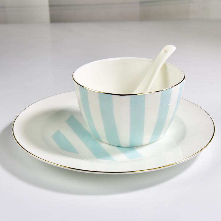 Blue and White Stripes Single-person Porcelain Dinnerware