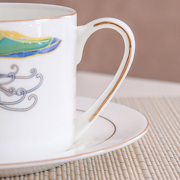 Blue Phoenix Bone China Coffee Cup and Saucer