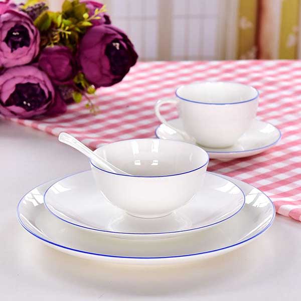 Blue Rimmed Single-person Porcelain Dinnerware