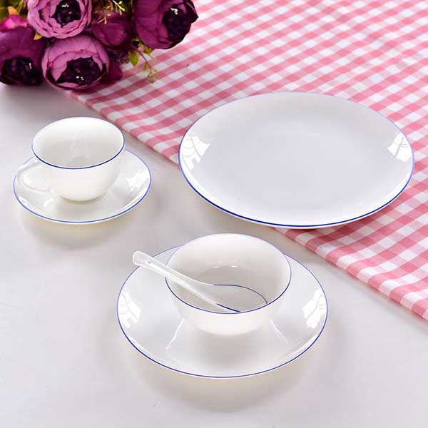 Blue Rimmed Single-person Porcelain Dinnerware