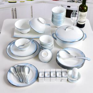 Blue Sky and White Feather Porcelain Dinnerware