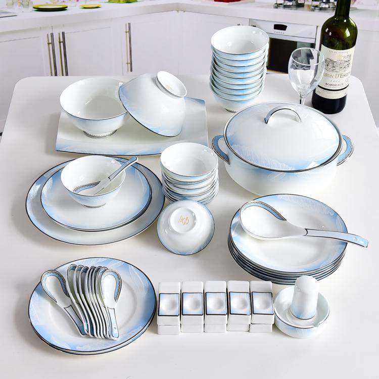 Blue Sky and White Feather Porcelain Dinnerware