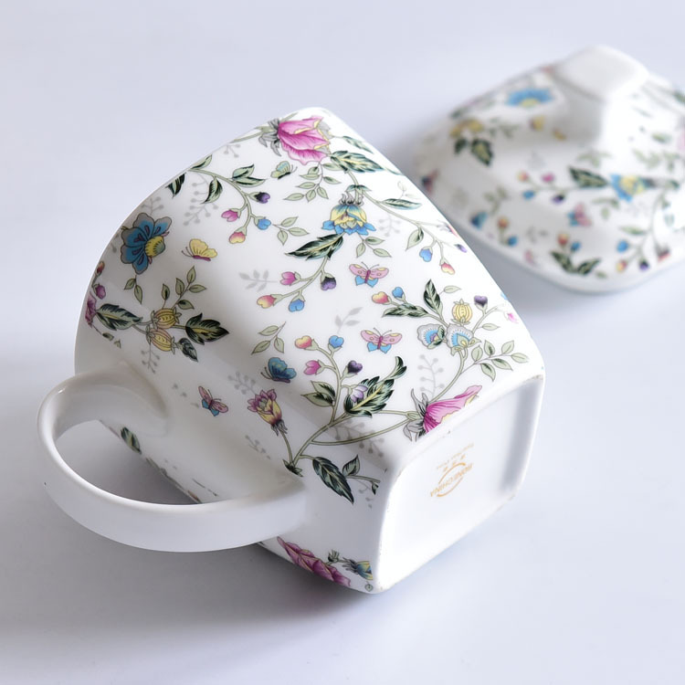 Bone China Covered Cup High Capacity Breakfast Mug Cup