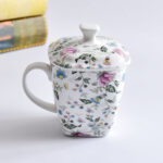 Bone China Covered Cup High Capacity Breakfast Mug Cup