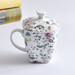 Bone China Covered Cup High Capacity Breakfast Mug Cup
