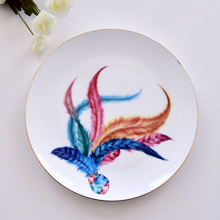 Bone China Feather Moonlight Plate